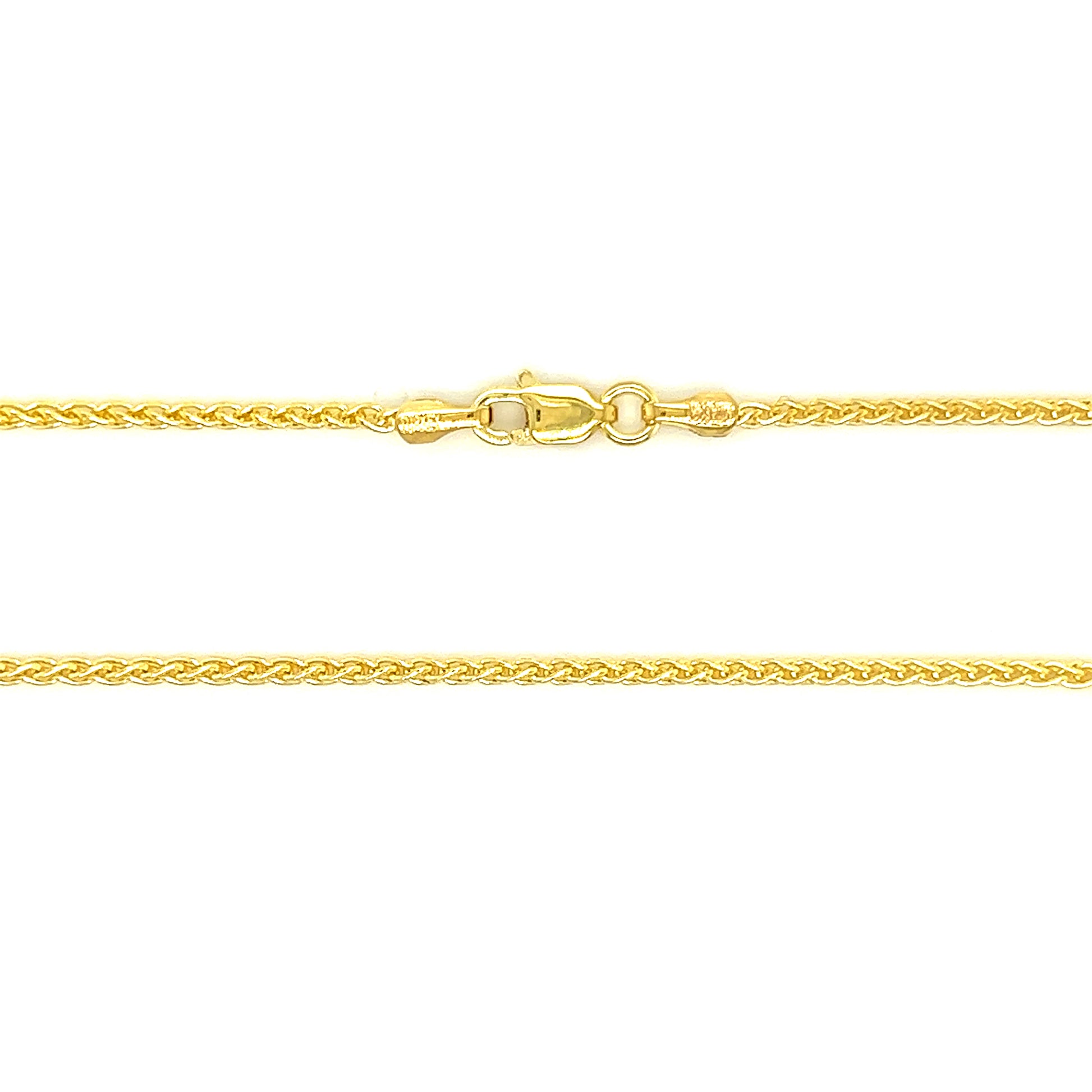 Wheat Chain 1.65mm with 20in of Length in 14K Yellow Gold Chain and Clasp View