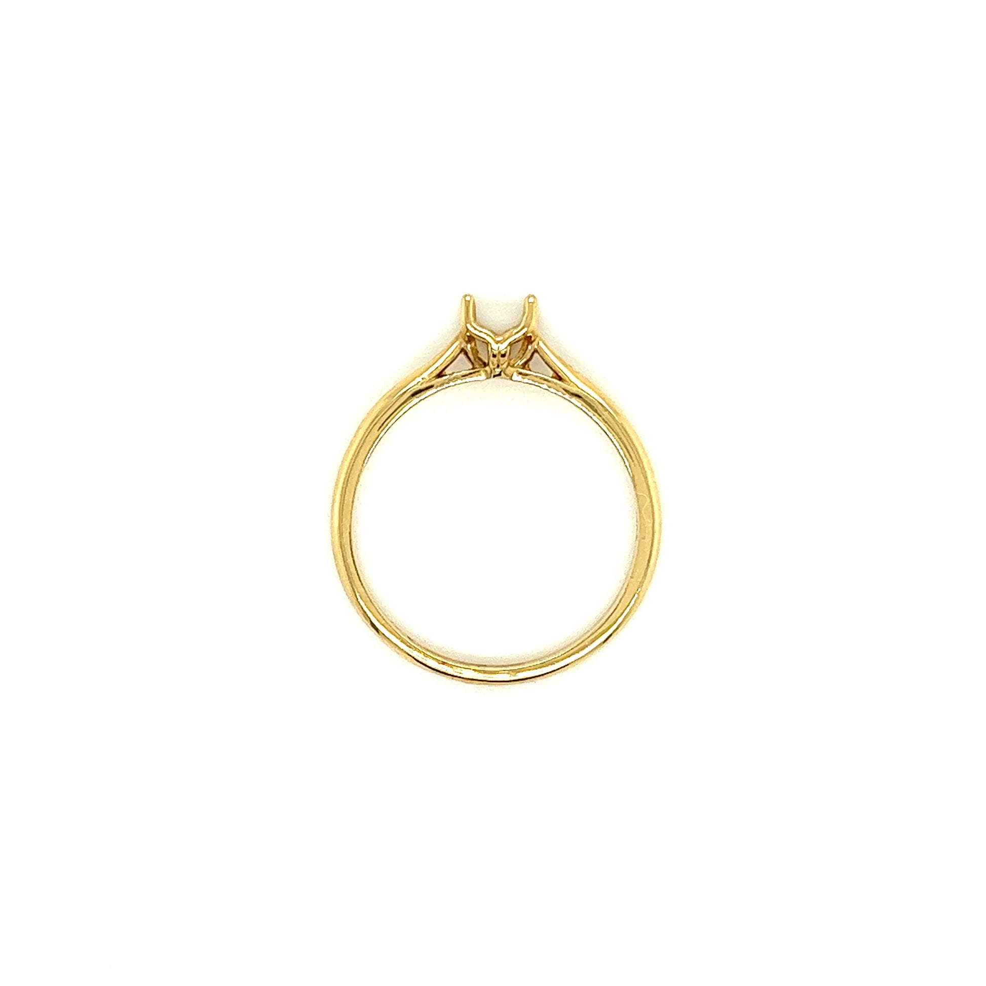 Solitaire 4mm Ring Setting with Four Prong Head in 14K Yellow Gold Top View