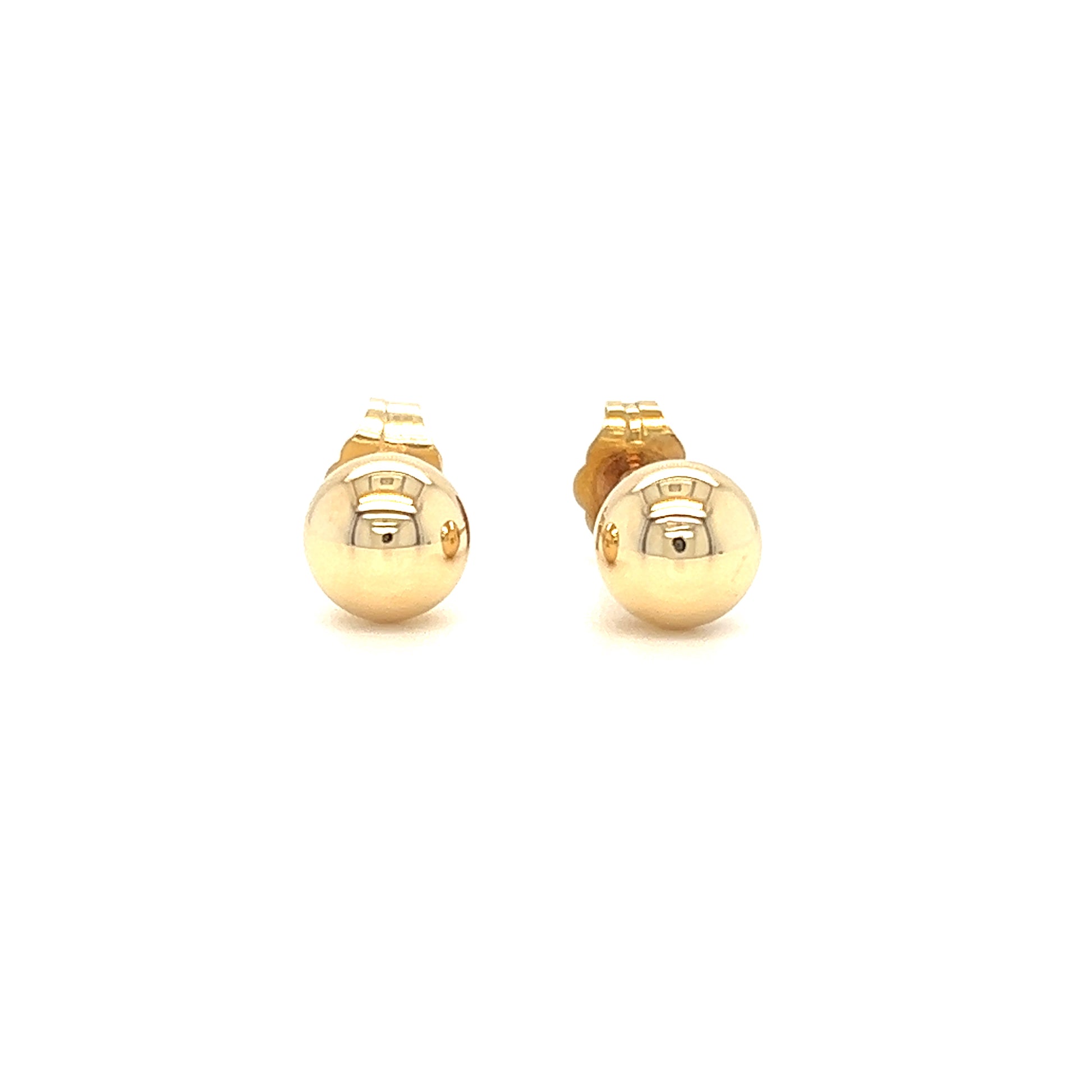 Ball 6mm Stud Earrings in 14K Yellow Gold Front View