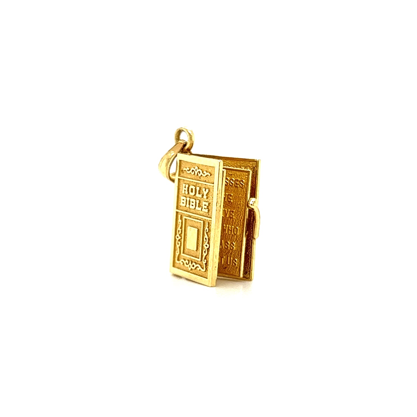 Bible Charm with 3D Lord's Prayer pages in 14K Yellow Gold Alternative View