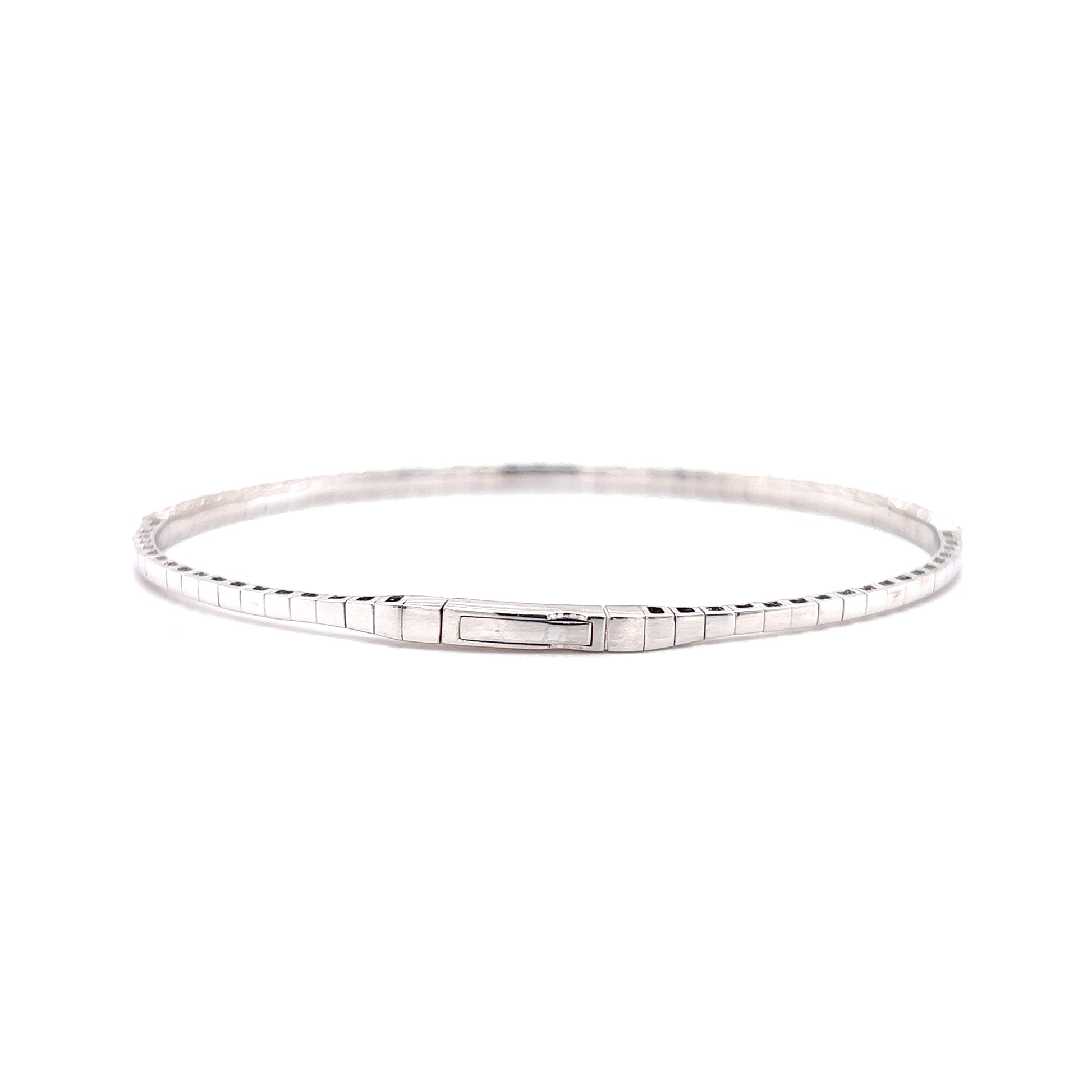 Flexible Bangle Bracelet with 1.48ctw of Diamonds in 14K White Gold Back View with Closed Catch