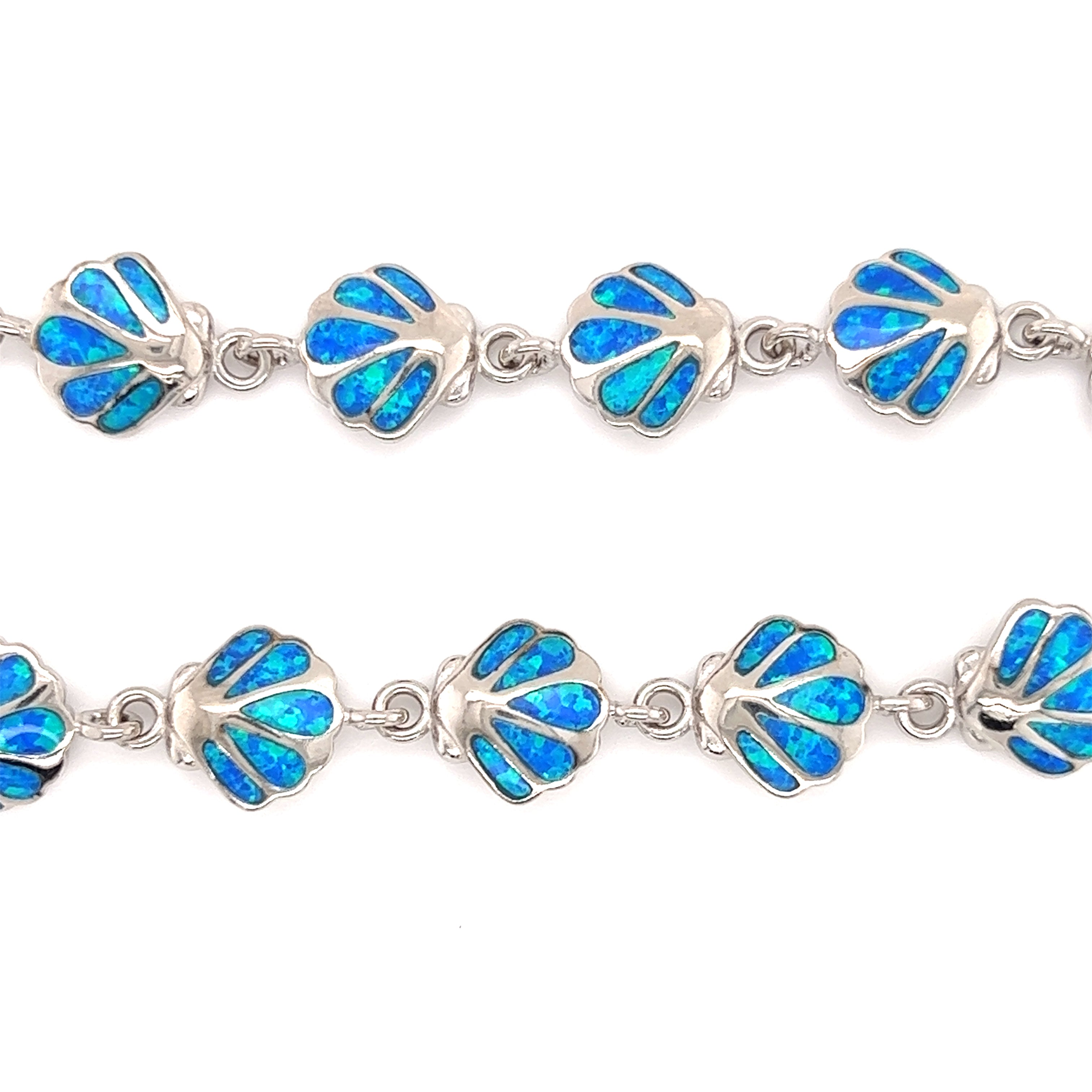 Seashell Bracelet with Blue Opal Inlay in Sterling Silver – Ron