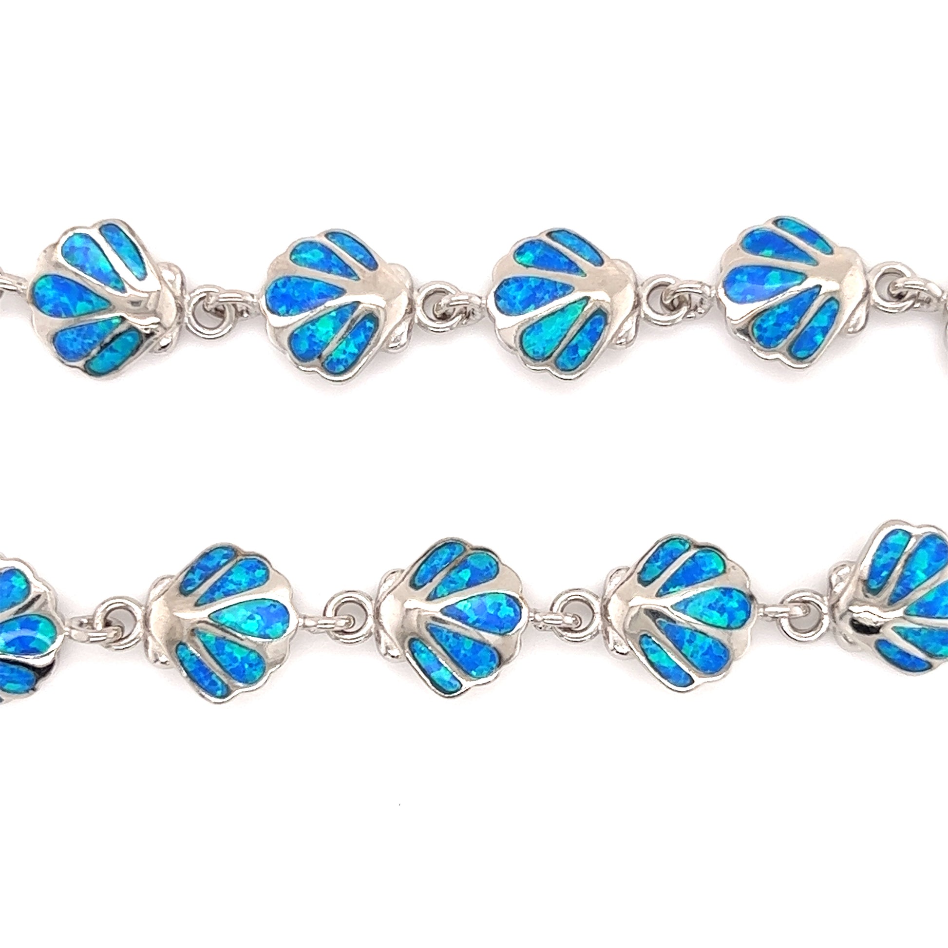 Seashell Bracelet with Blue Opal inlay in Sterling Silver Links View