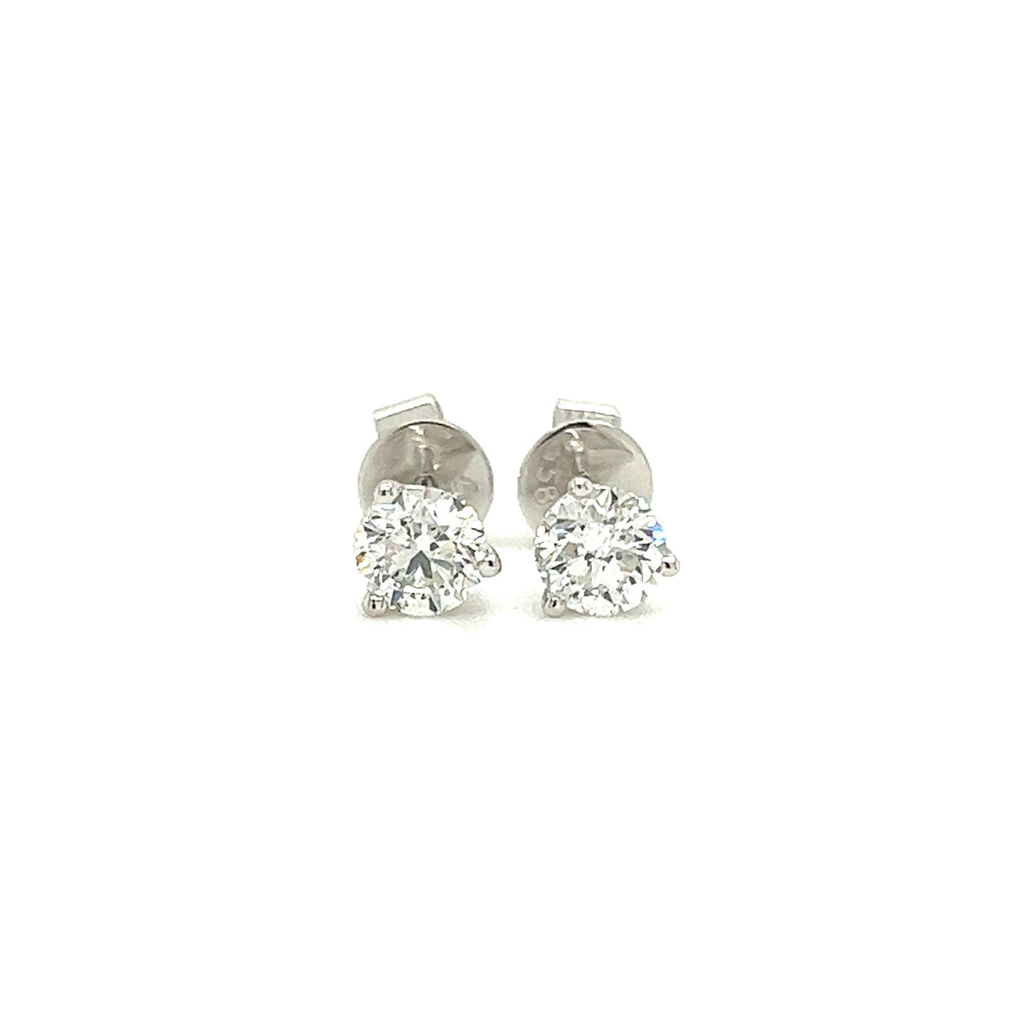 Diamond Stud Earrings with 0.75ctw of Diamonds in 14K White Gold Front View