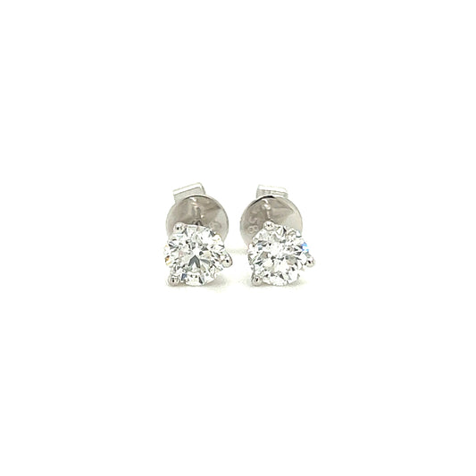 Diamond Stud Earrings with 0.75ctw of Diamonds in 14K White Gold Front View